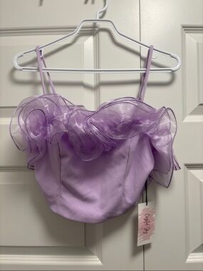 Lilac Ruffle Organza Crop Top